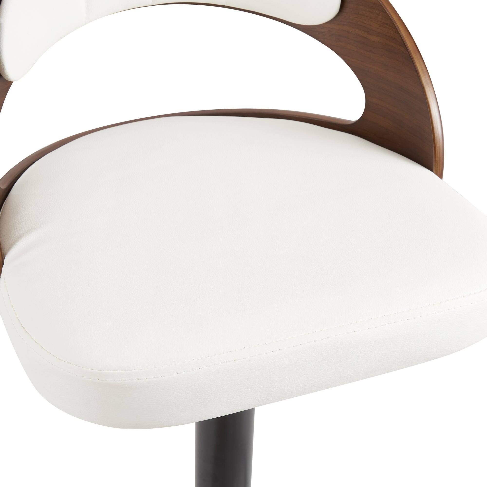 Back. Vecelo - Set of 2 Swivel Bar Stools with Adjustable Height - 360° Rotation, PU Leather & Metal Base, 330lb Capacity - White.