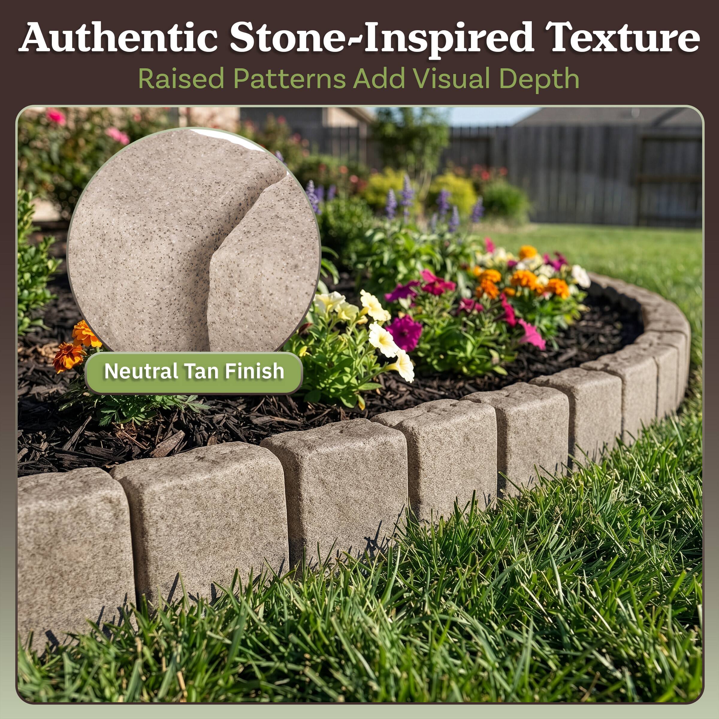 Authentic Stone-Inspired Texture  
Raised Patterns Add Visual Depth  
Neutral Tan Finish
