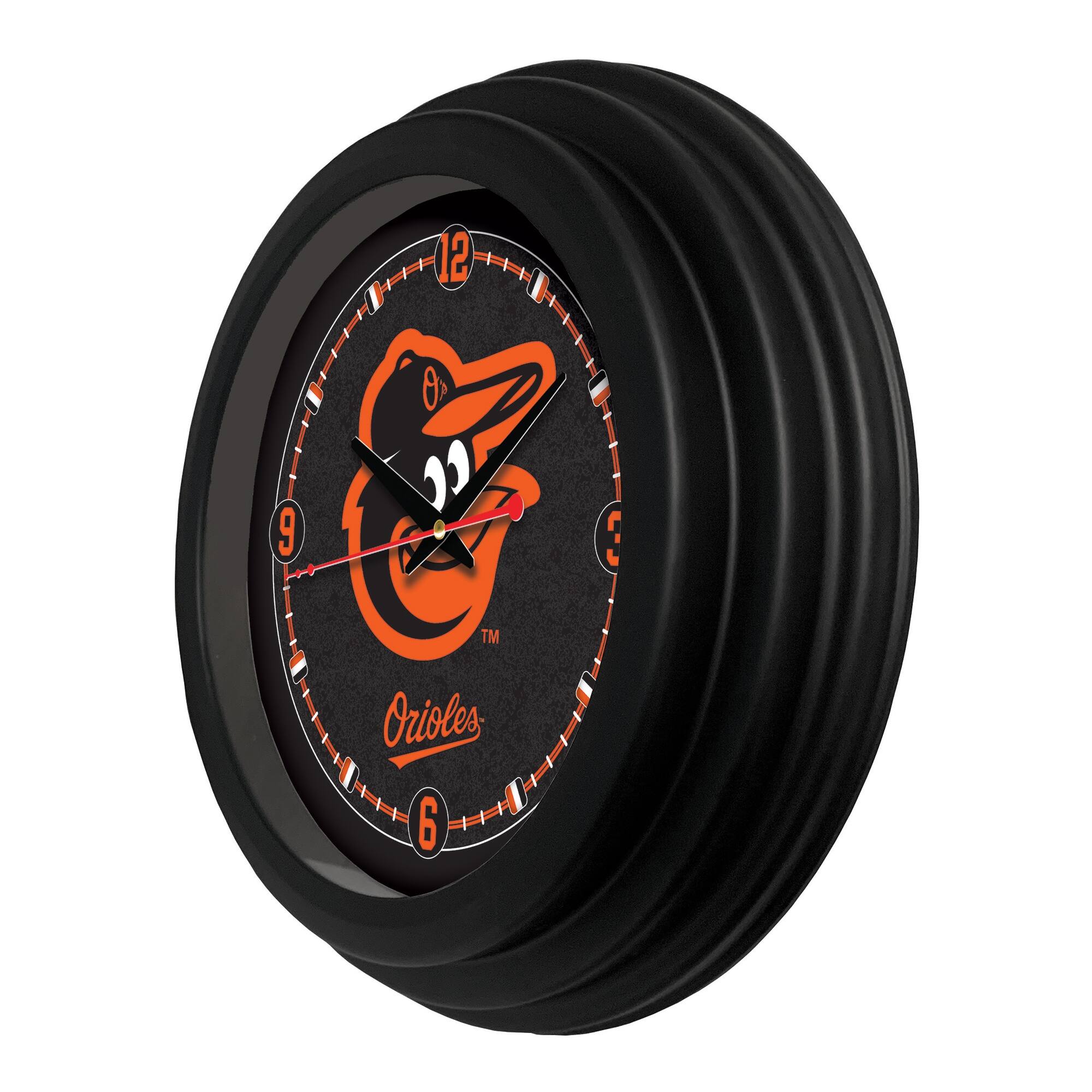 Alt View 1. Holland Bar Stool Co. - Baltimore Orioles 15" Traditional Wall Clock - Black.