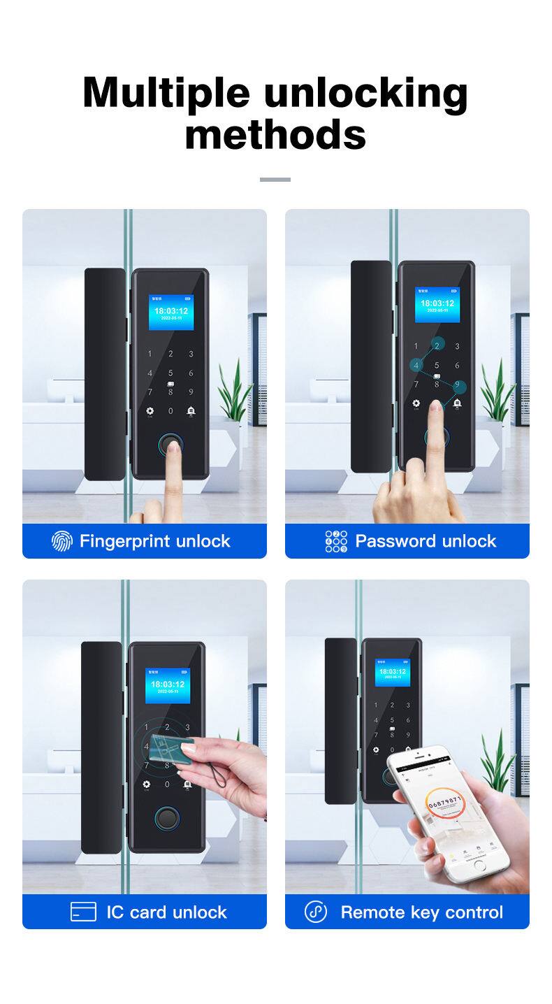 Multiple unlocking methods

- Fingerprint unlock
- Password unlock
- IC card unlock
- Remote key control