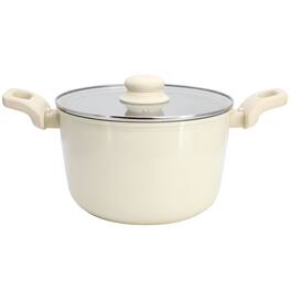 Gibson - Home Barnsdall 5 Quart Ceramic Nonstick Aluminum Stock Pot with Lid - Cream
