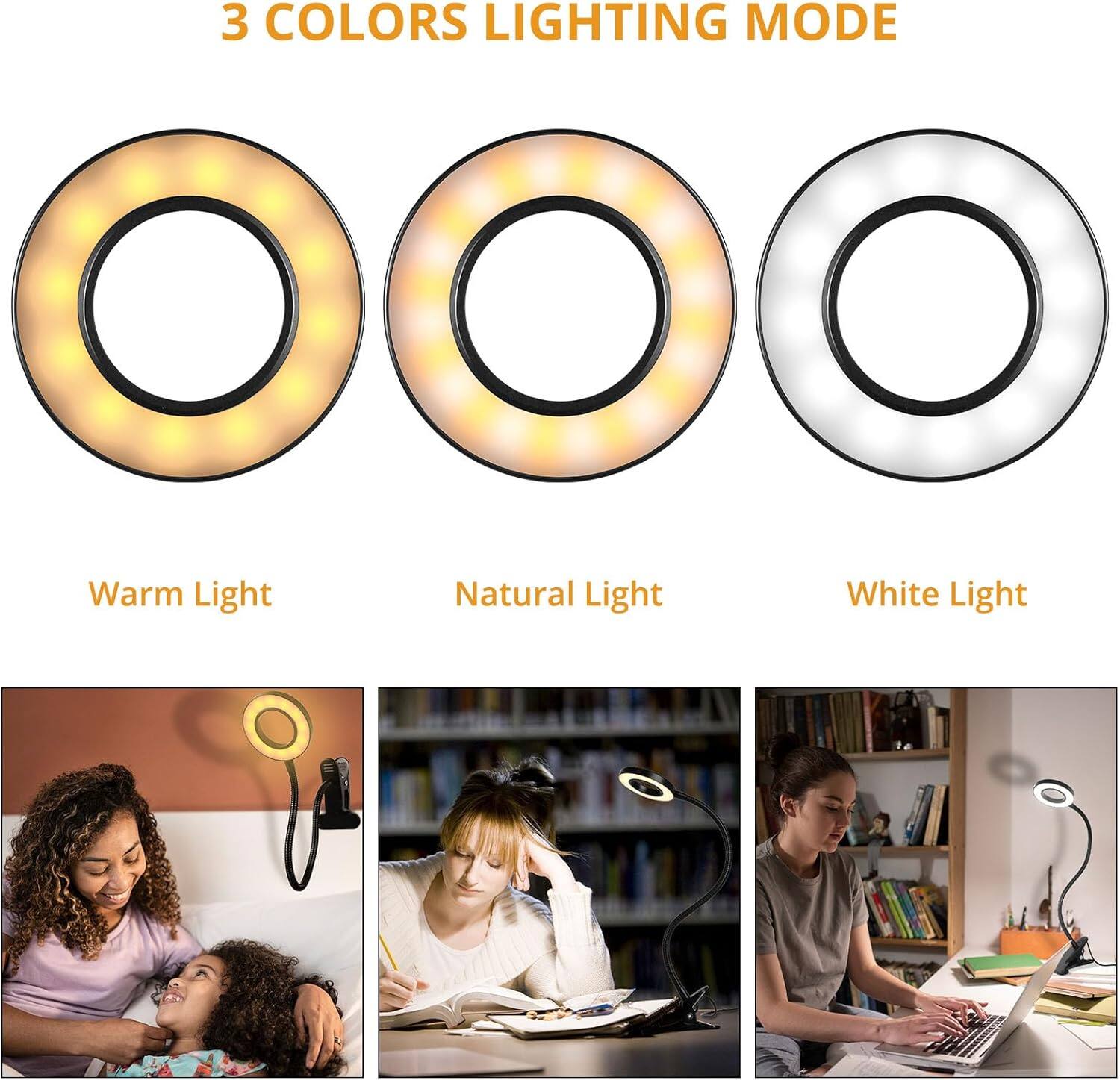 3 COLORS LIGHTING MODE

Warm Light  
Natural Light  
White Light