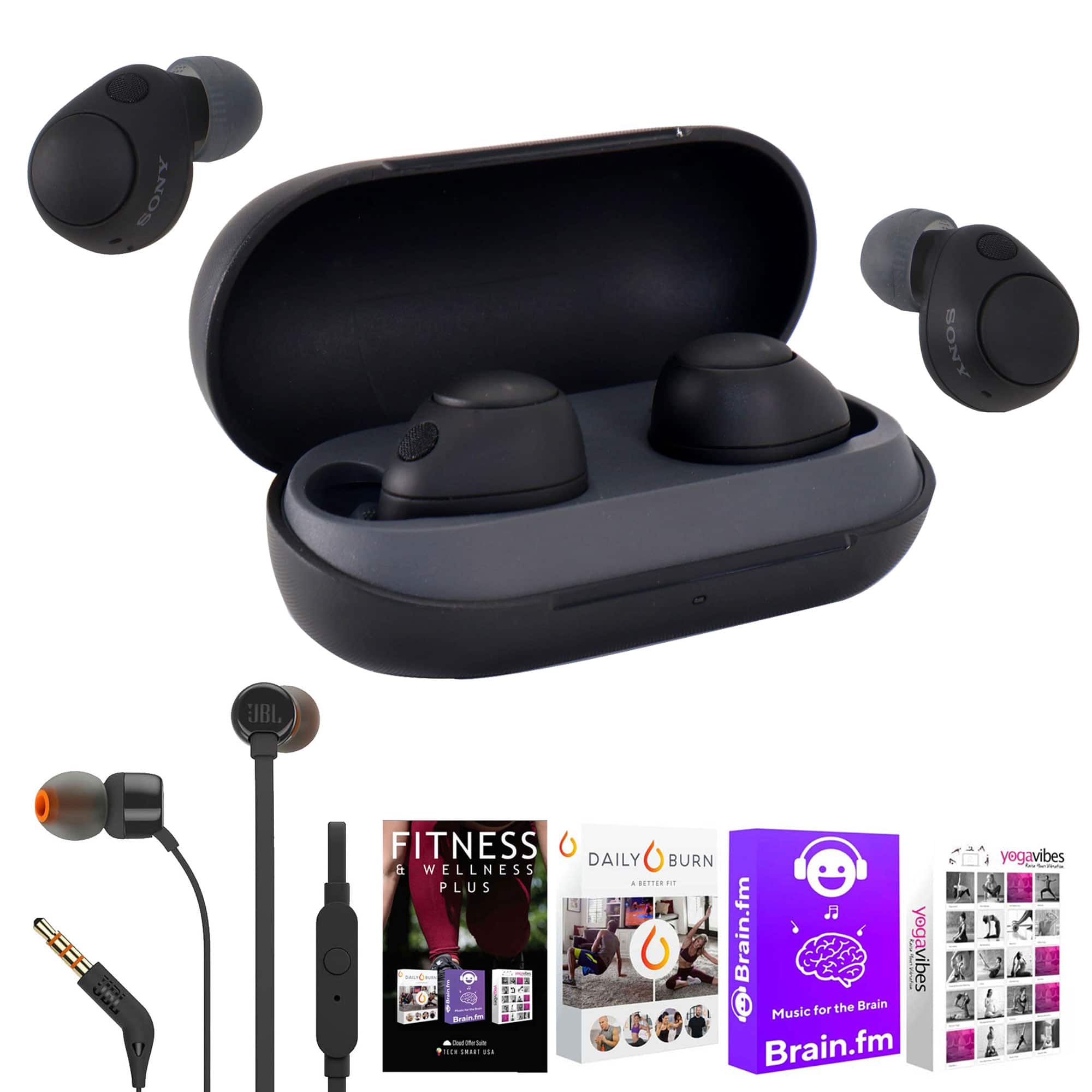 Sony - WF-C700N Truly Wireless In-Ear Headphones with T100 Headphones and Software - Black