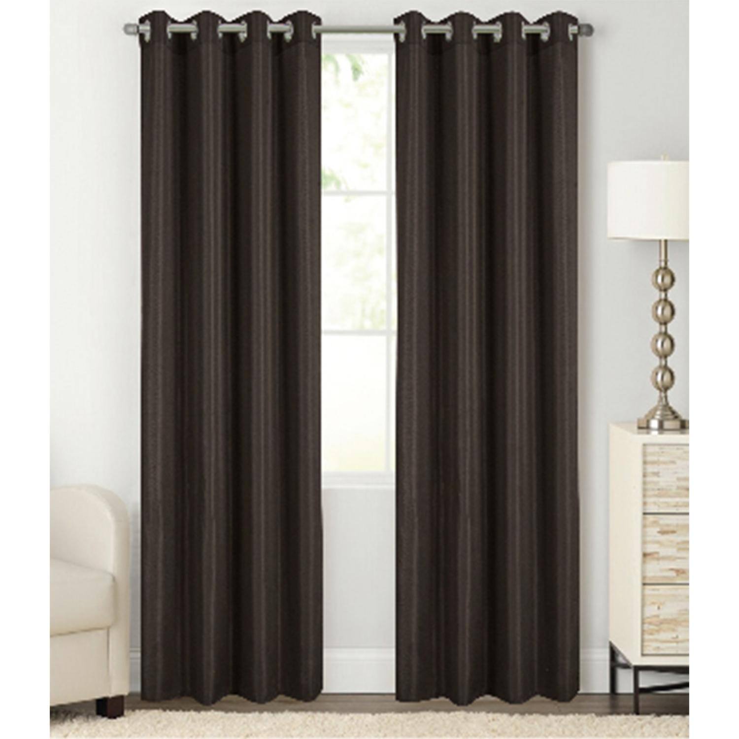 Angle. RT Designers Collection - RT Designer Collection Gibson Luxurious Decorative Grommet Curtain Panel 54" x 90" Chocolate - Chocolate.