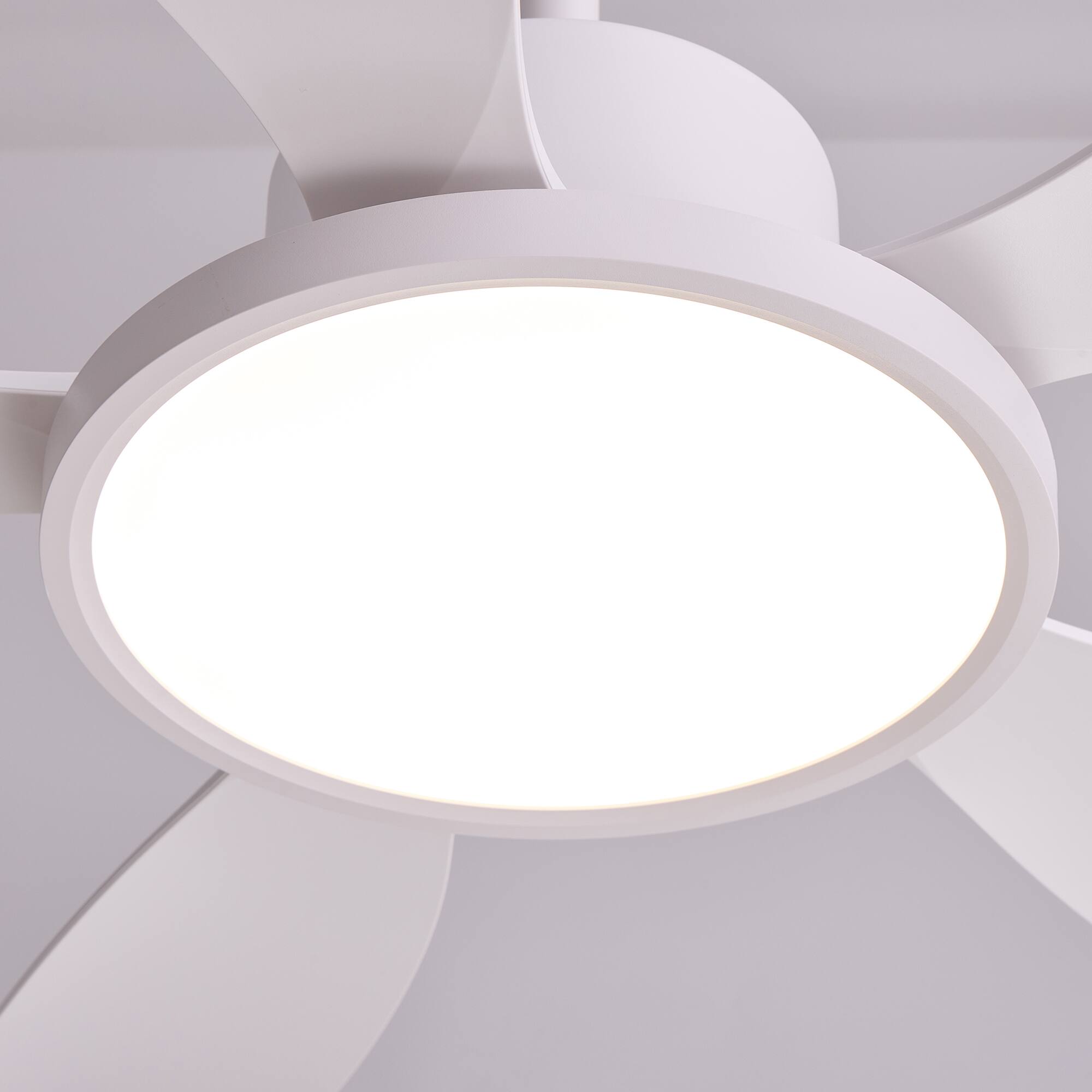 Alt View 9. Siljoy - 52 Inch Matte White 5 Blades Downrod Ceiling Fan With Round LED Light For Bedroom Living Room - White.