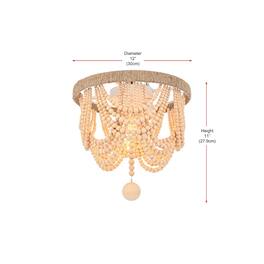 Living District - Jolie 12 Inch Beaded Flush Mount Ceiling Light In - Beige