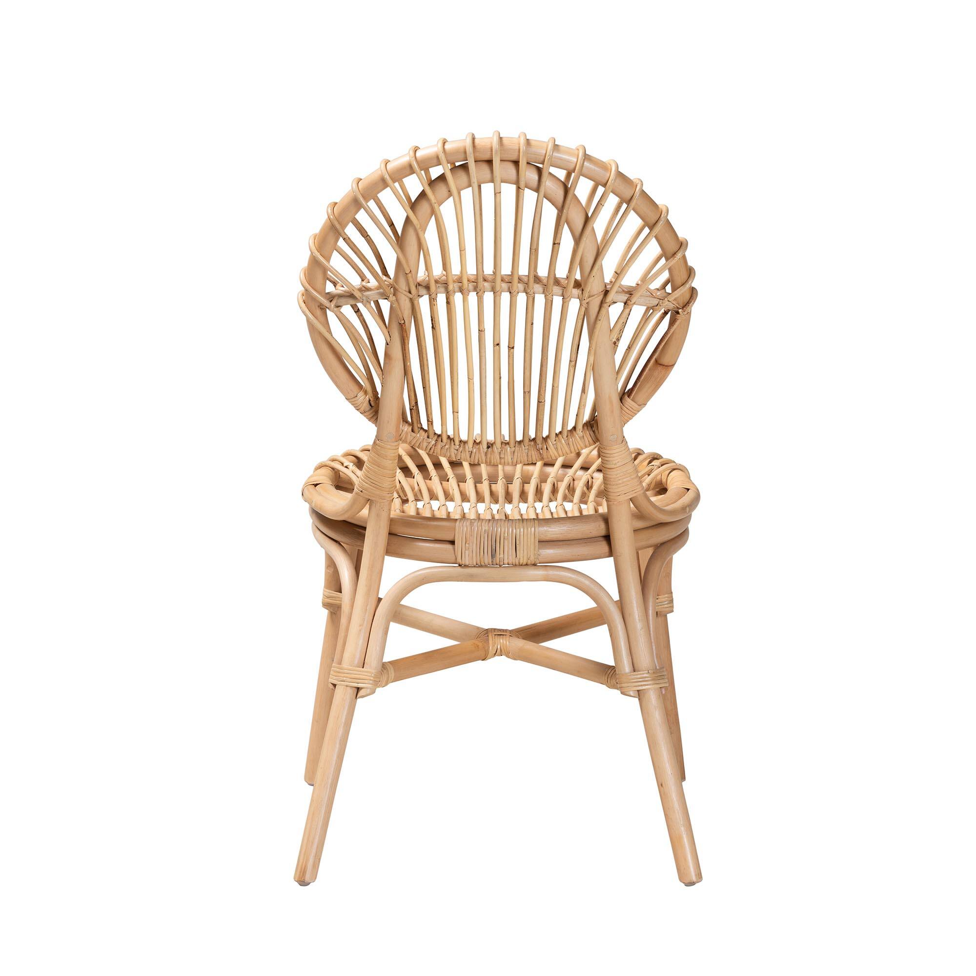 Back. bali & pari - Iris Modern Bohemian Rattan Dining Chair - Natural Brown.