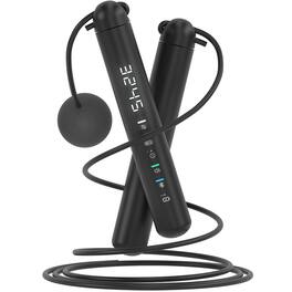 Cluzine - Jump Rope Multifunctional Smart Voice LED Display Adjustable Steel Skipping Rope Fitness - Black