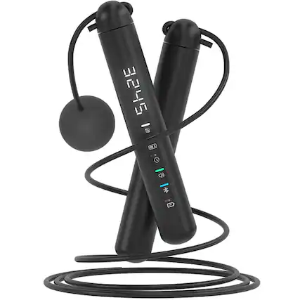Front. Cluzine - Jump Rope Multifunctional Smart Voice LED Display Adjustable Steel Skipping Rope Fitness - Black.