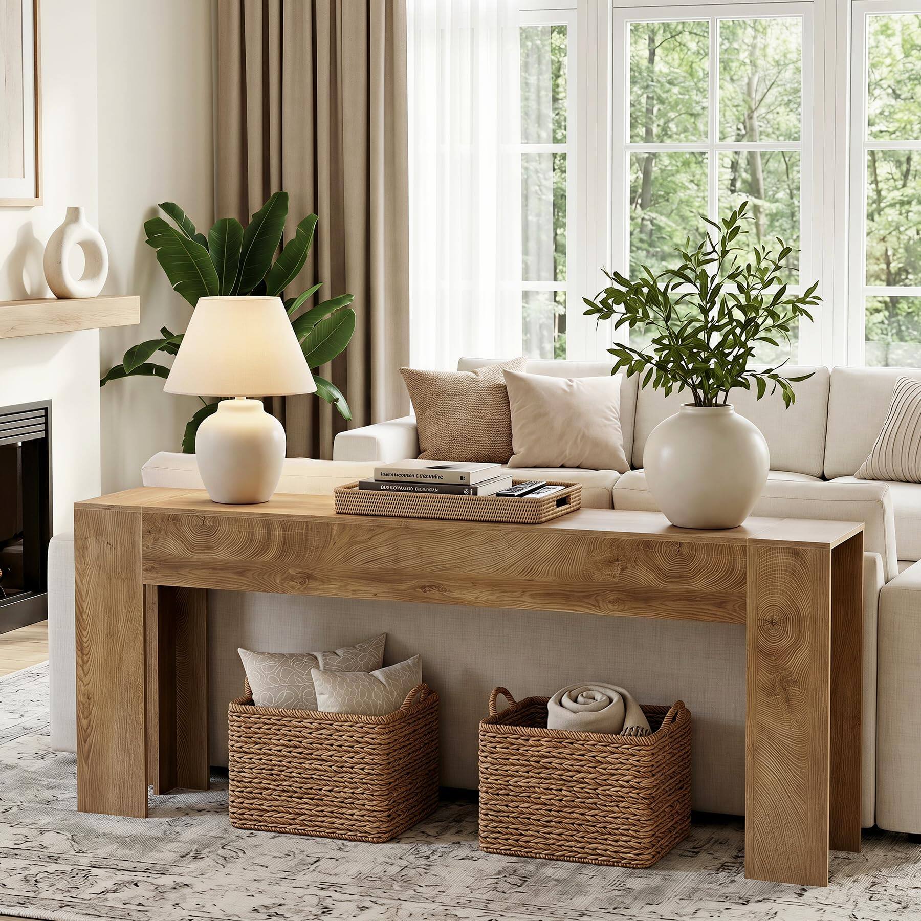 Tribesigns 200cm Extra Long Console Table, Farmhouse Sofa Table Behind ...