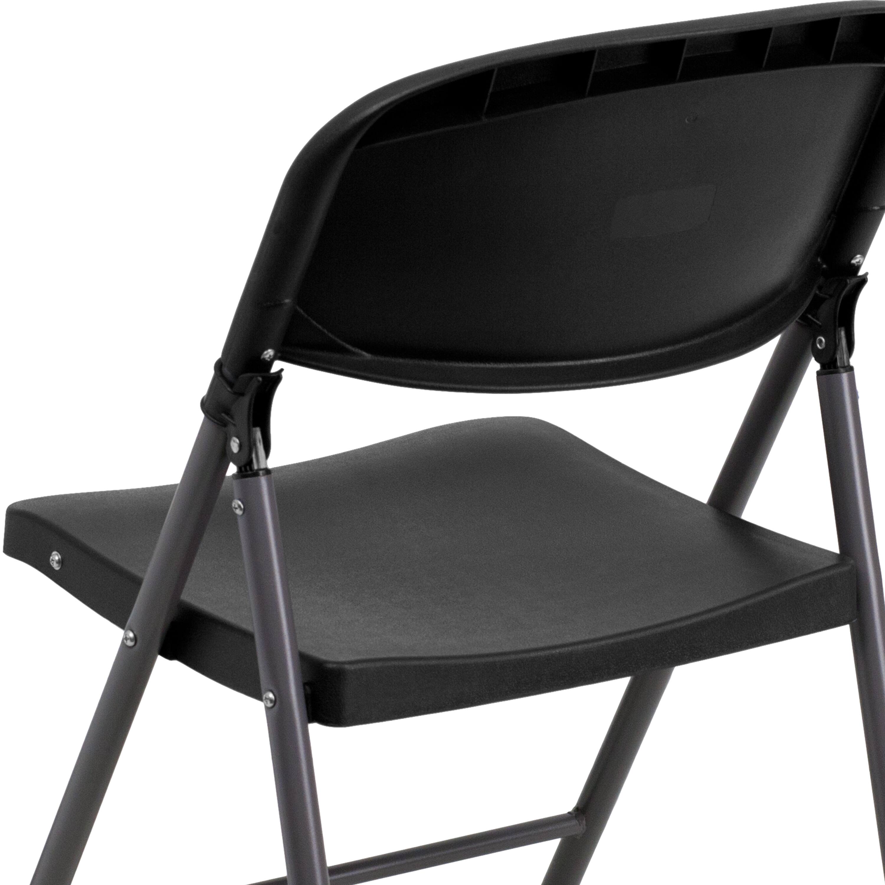 Alt View 10. Emma + Oliver - Missy Set of 6 330 lb. Capacity Plastic Folding Chairs with Charcoal Frame - Black.