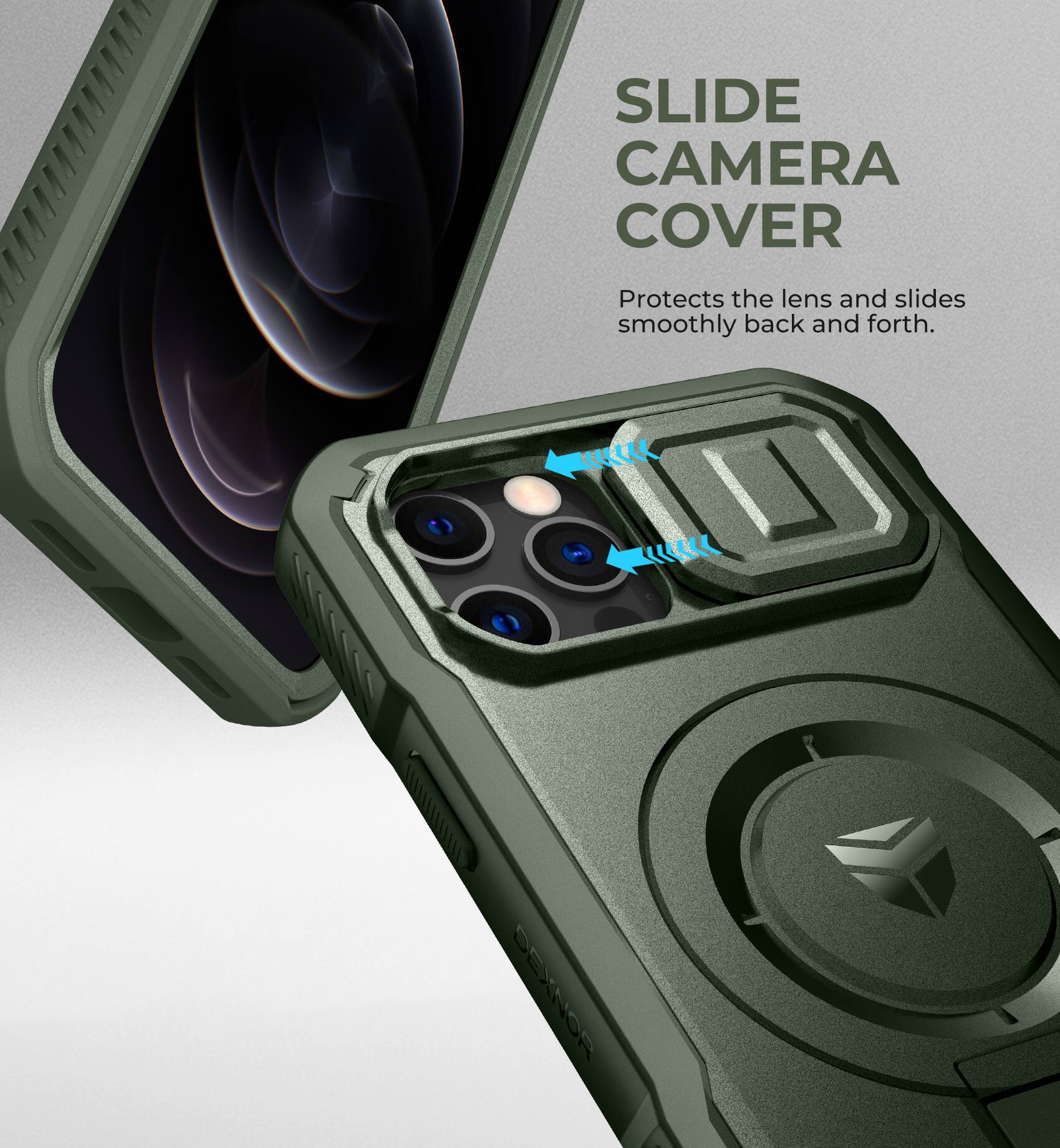 SLIDE CAMERA COVER
Protects the lens and slides smoothly back and forth.
DEXNOR