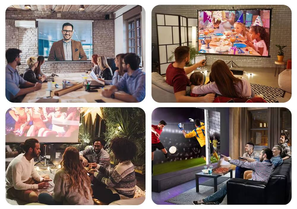 Alt View 3. Cluzine - 1080P LED Portable Mini Projector with Electric Focus, Outdoor Home Theater, Mirroring Movie Projector.