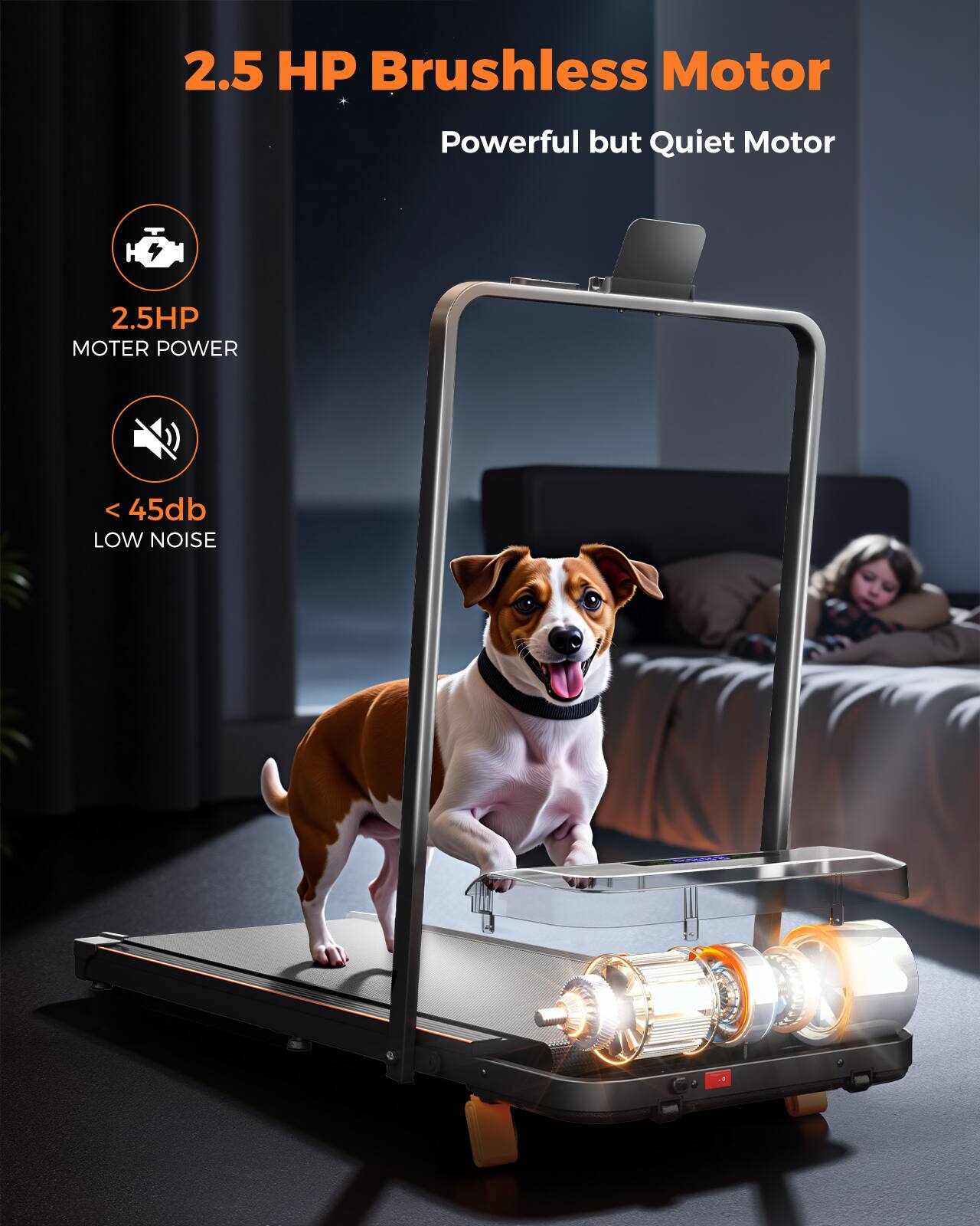 2.5 HP Brushless Motor  
Powerful but Quiet Motor  

2.5HP MOTOR POWER  
< 45db LOW NOISE