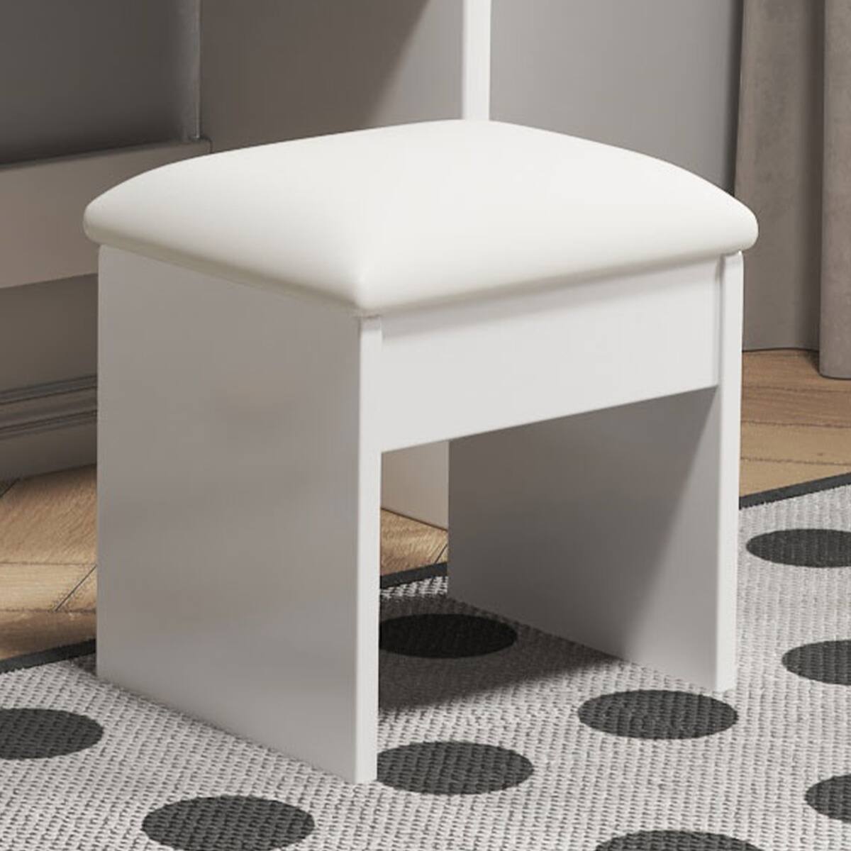 Alt View 3. Loheer - Loheer White Makeup Vanity Desk with Chair, Large Lighted Makeup Vanity Mirror, Four Drawers - White.
