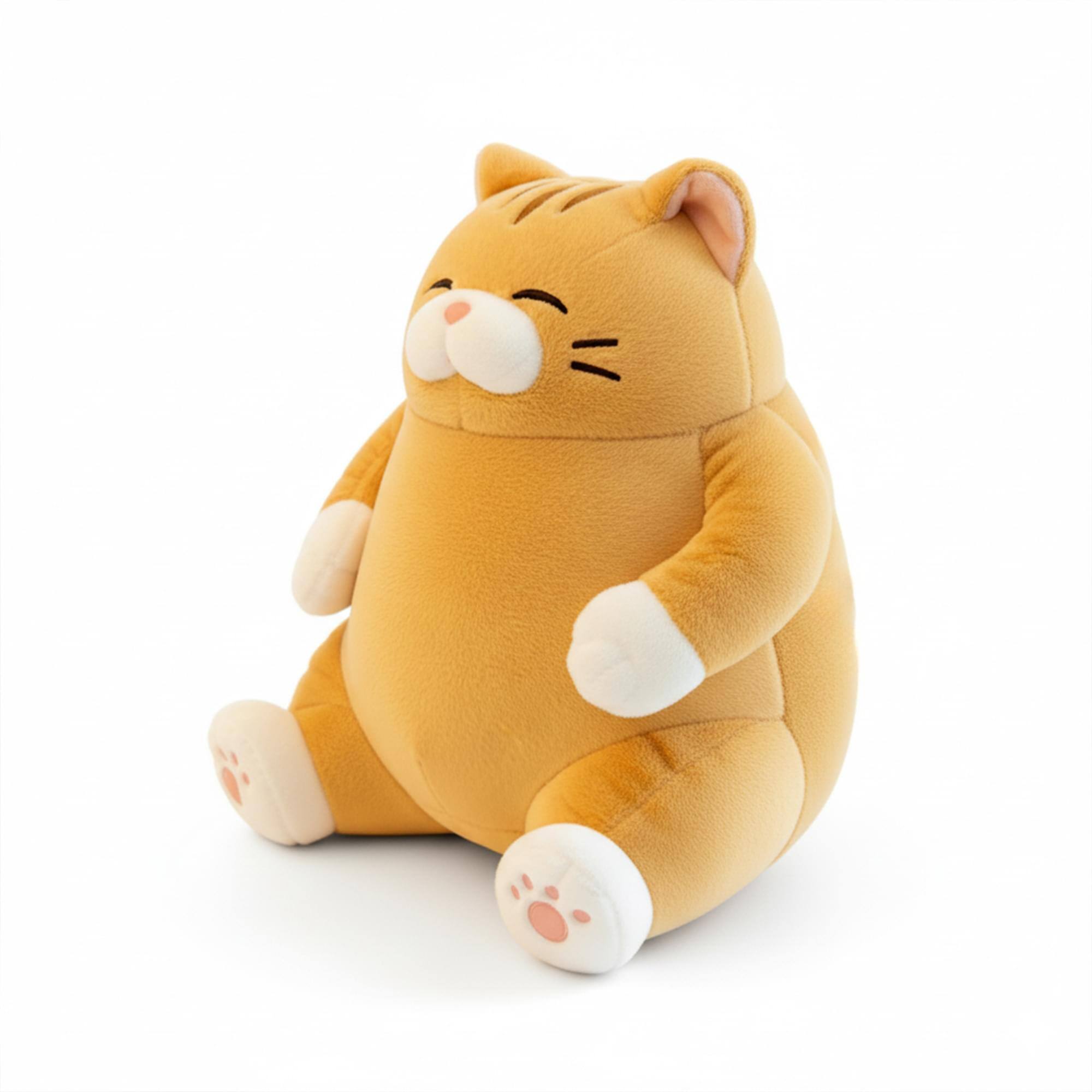 Alt View 1. New Era Distribution - Chubby Meow 12 Inch Plush Pillow | Orange - Orange.