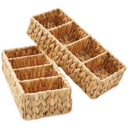 Casafield - 2 Water Hyacinth Storage Baskets - Woven Storage Bins - Natural - Hyacinth