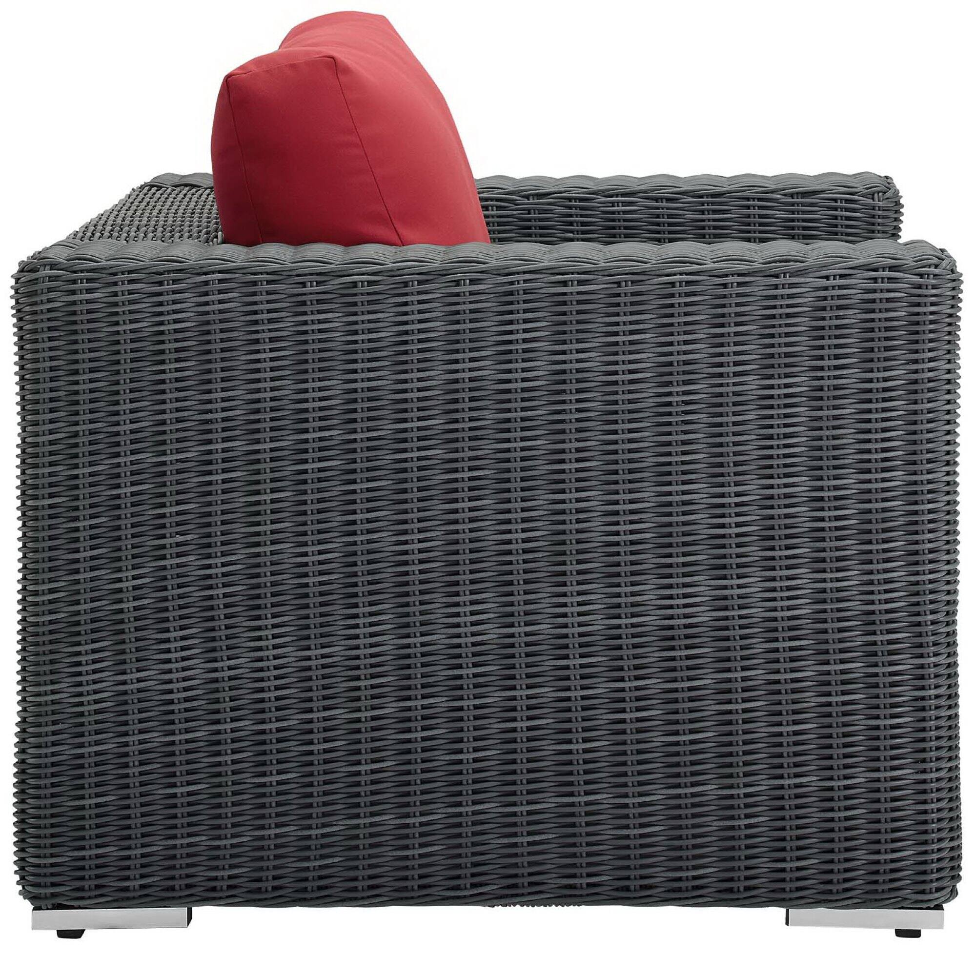 Angle. Modway - Summon Outdoor Patio Fabric Sunbrella® Armchair by Modway - Canvas Red.