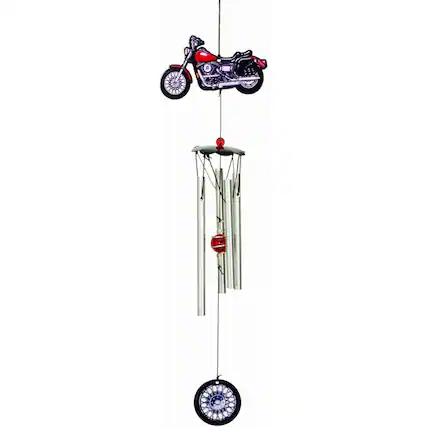 Front. Spoontiques - Spoontiques Red Motorcycle Metal Outdoor Garden Wind Chime Patio Decoration 18 Inch.