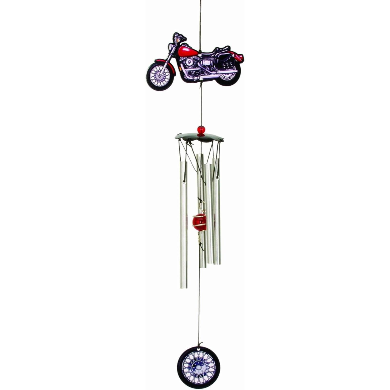 Front. Spoontiques - Spoontiques Red Motorcycle Metal Outdoor Garden Wind Chime Patio Decoration 18 Inch.