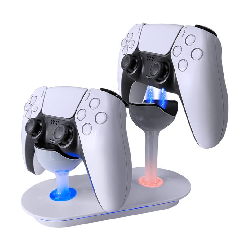 Alt View 2. Cluzine - PS5 Controller Fast Charging Dock Gamepad Charger Pin Contact Charging Station with LED Indicator Black.