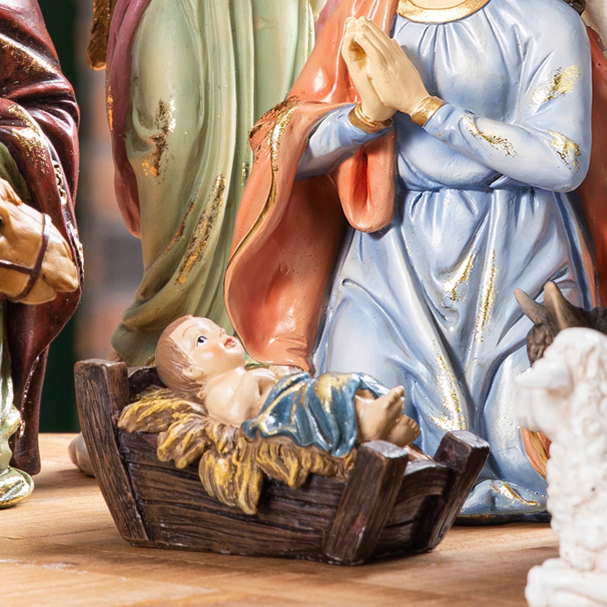 Alt View 5. Glitzhome - 12pcs Oversized Resin Nativity Figurine Set - Multi-Colored.