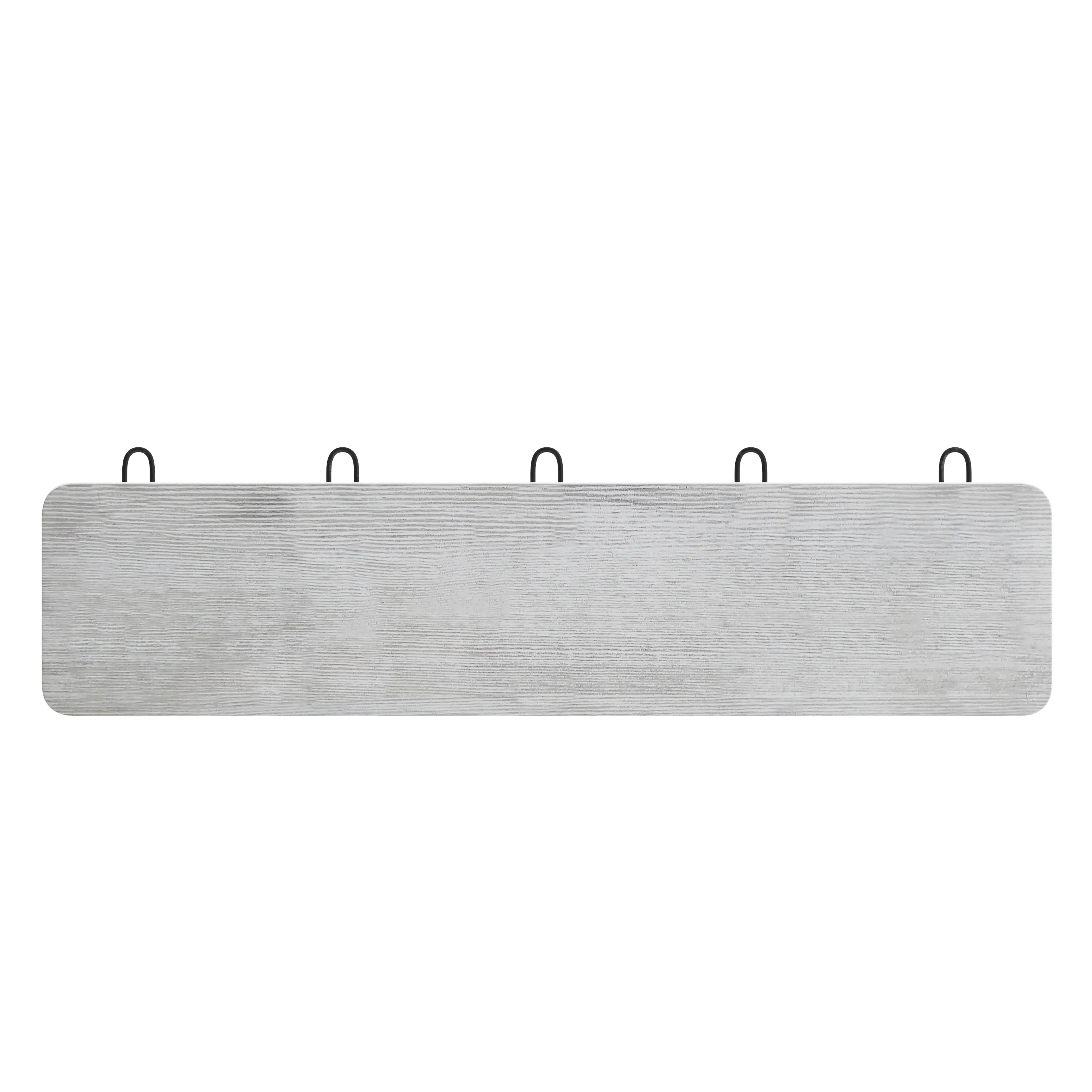 Alt View 7. Emma + Oliver - Wade Rustic Wall Hanging Storage Rack with 5 Hooks for Entryway, Kitchen, Bathroom and More - White Wash.