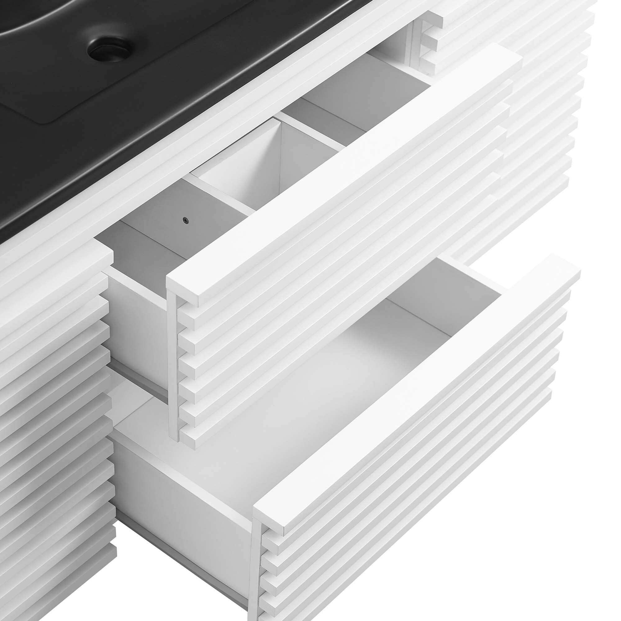 Alt View 6. Modway - Render 48" Wall-Mount Bathroom Vanity Basin Included by Modway - White Black.