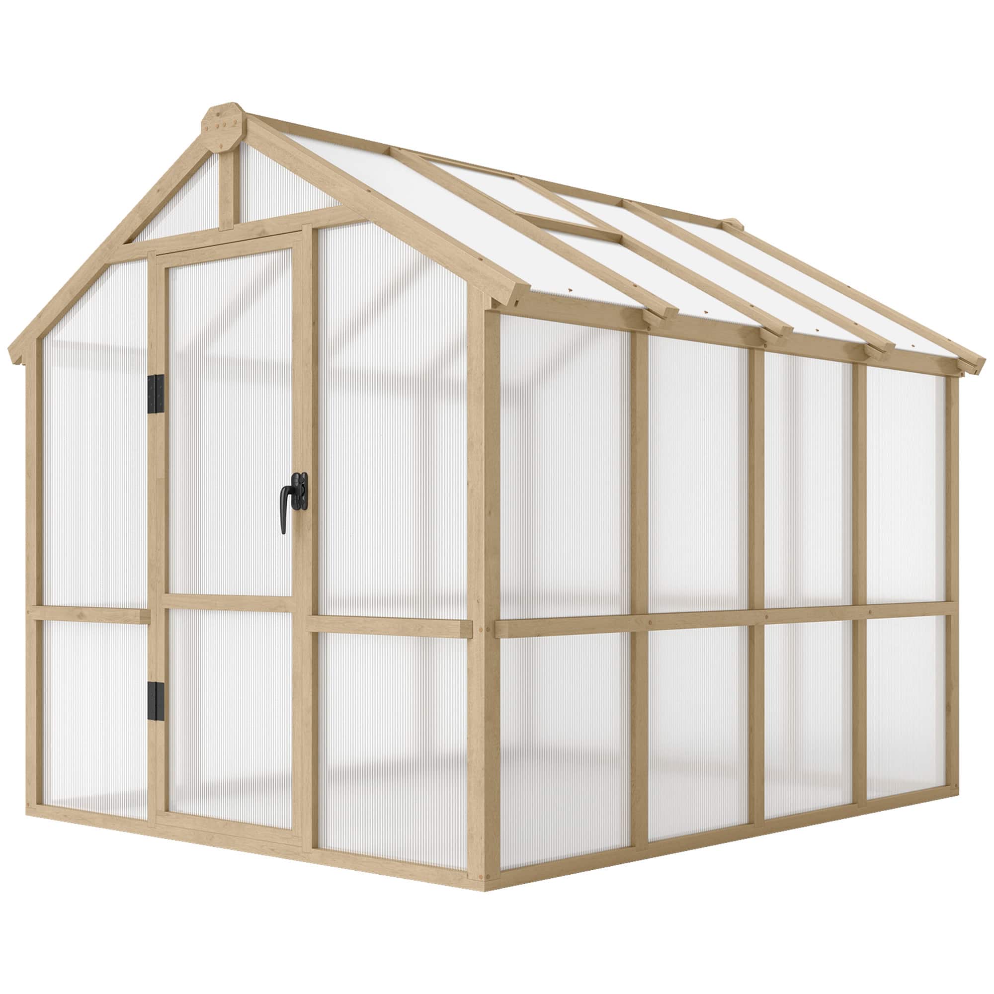 Outsunny x 8 ft. Polycarbonate Greenhouse Wooden Walk in