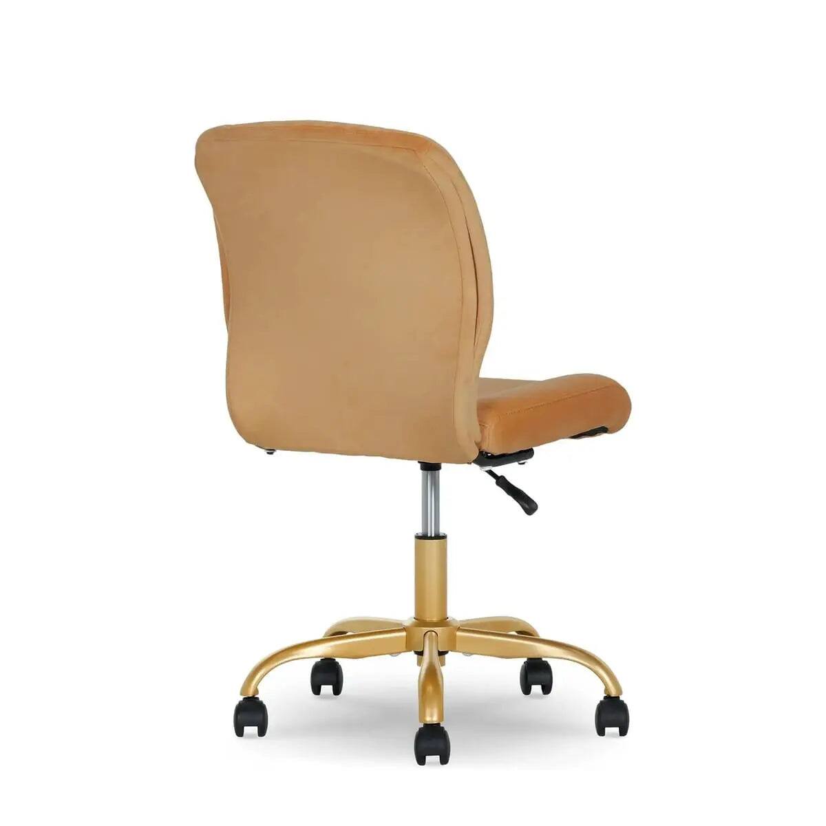 Alt View 9. Mainstays - Luxurious Plush Velvet Office Chair with Ergonomic Design and Adjustable Gold Base for Stylish Home Workspace - Dustygold.