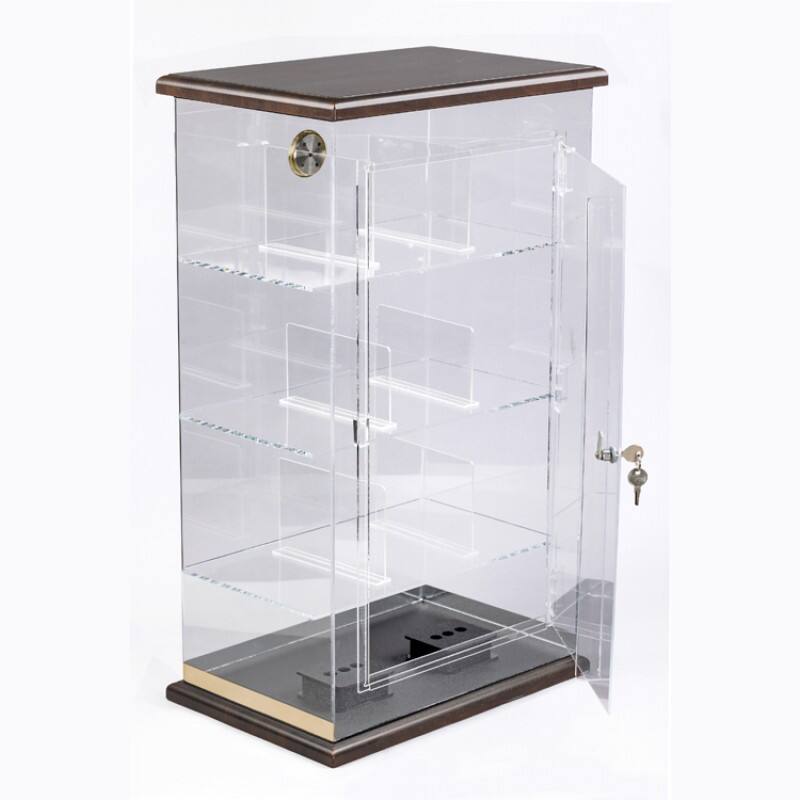 Left. Prestige - Volterra Wood Cigar Humidor Display - Rich Walnut Finish.