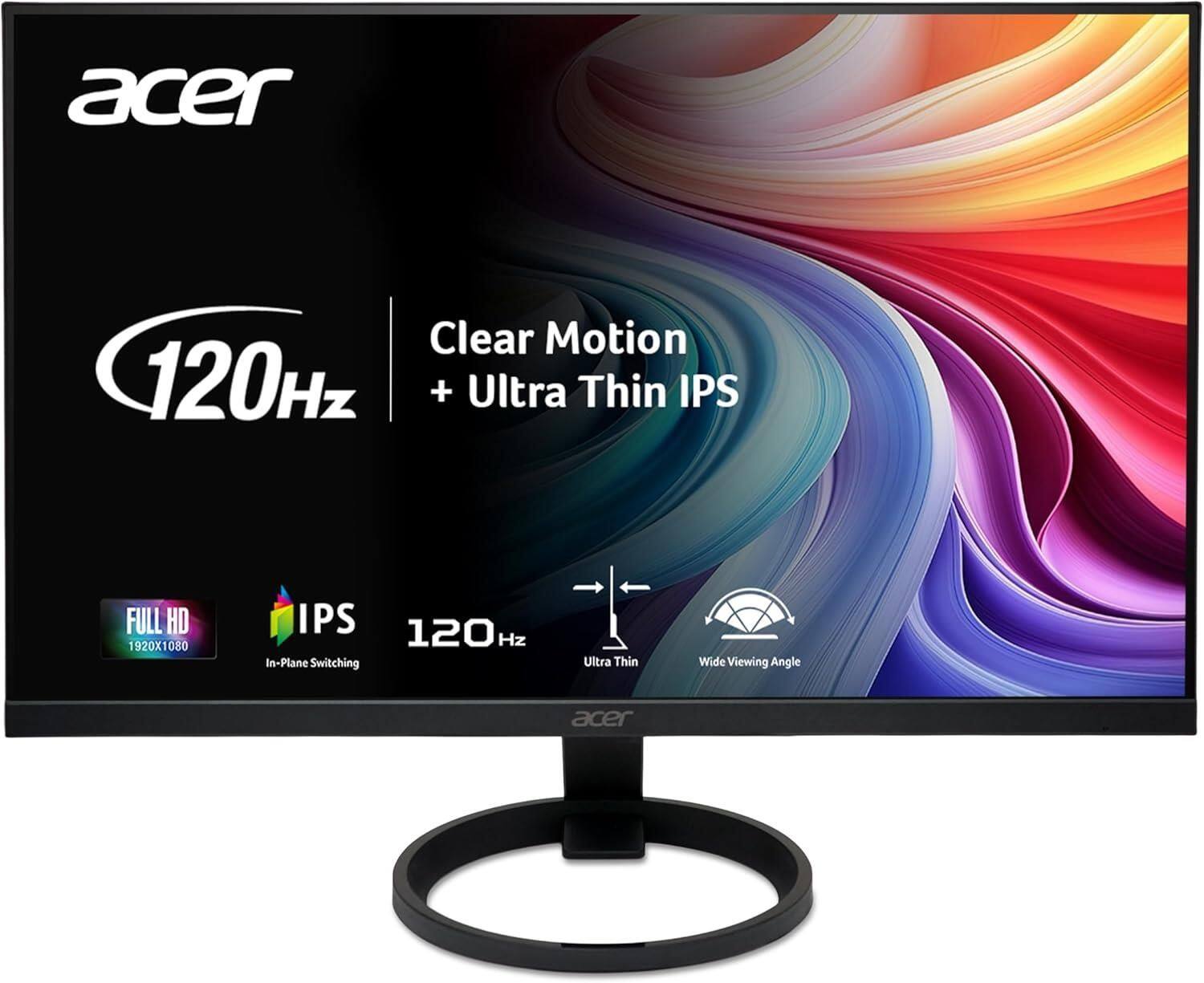 Acer - Refurbished Excellent - R0 Series 27" IPS Monitor – Full HD 1920x1080, 120Hz ZeroFrame Design, HDMI & VGA - Black