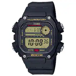 Casio - Men's Heavy-Duty Digital Sport Watch with Gold Accents - DW-291H-9AV - Black