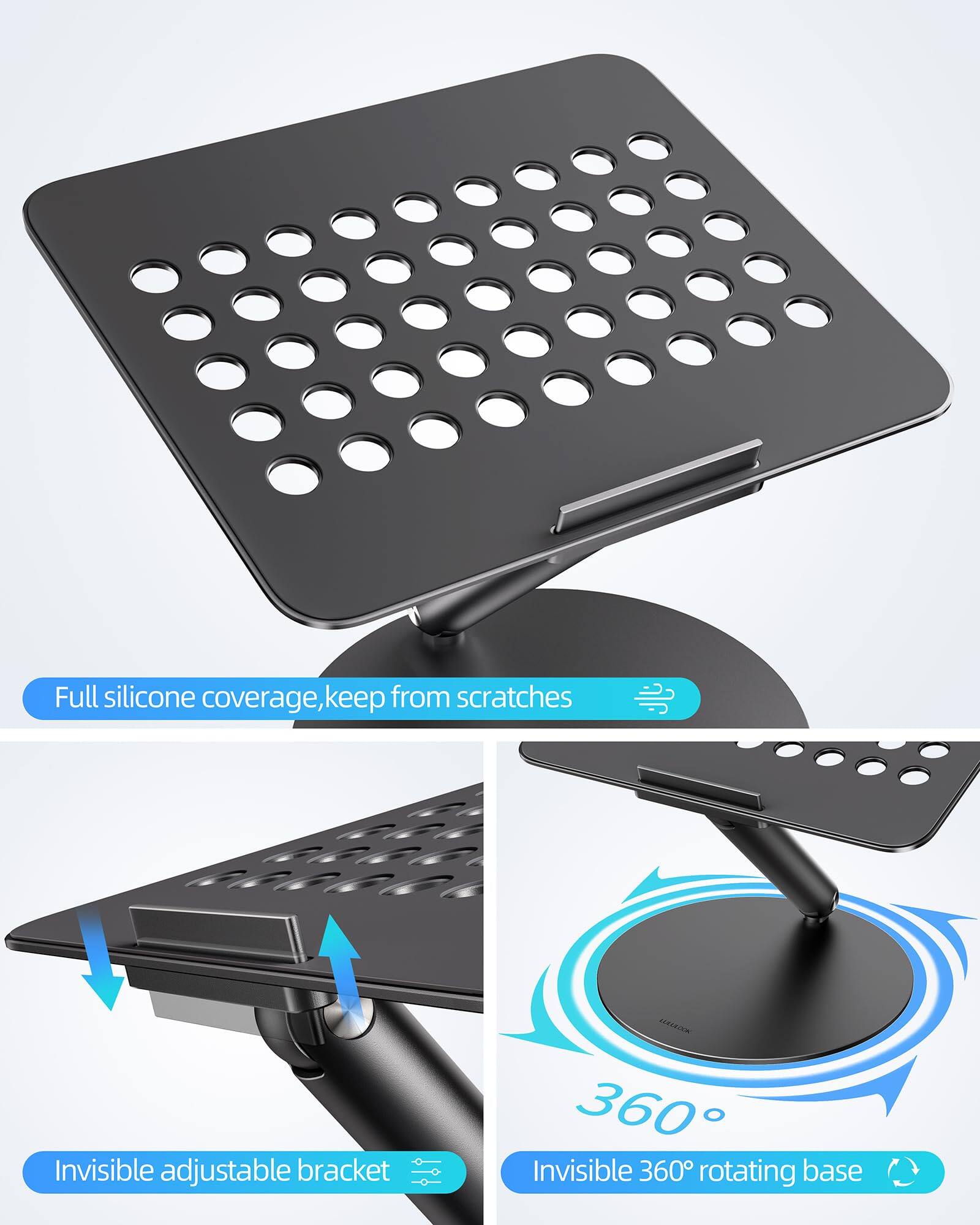 - Full silicone coverage, keep from scratches
- Invisible adjustable bracket
- Invisible 360° rotating base