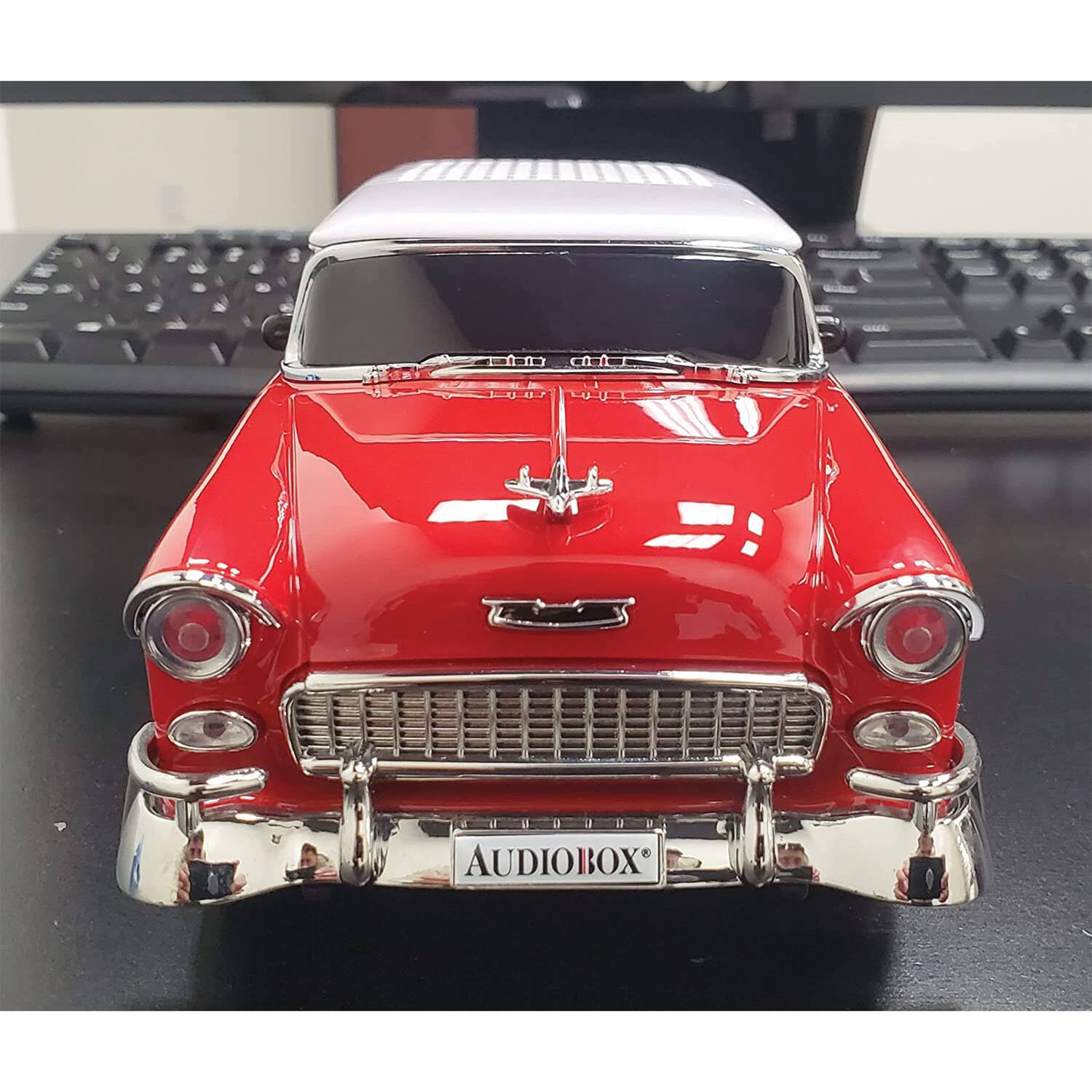 Angle. AudioBox - TRK-5500BT Retro Ride 10-Watt Continuous Output 1955 Replica Car Bluetooth Speaker - Red.