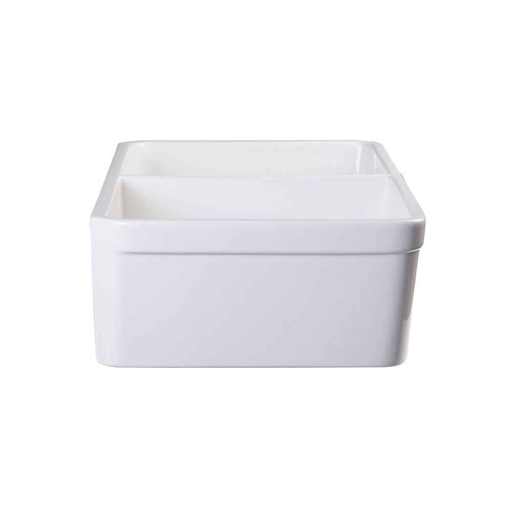 Alt View 3. Alfi - ALFI brand White 32 Double Bowl Lip Apron Fireclay Farmhouse Kitchen Sink with 1 3/4 Lip - White.