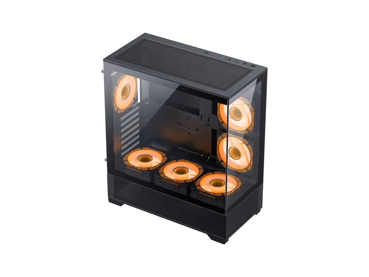 Alt View 10. GAMEMAX - GAMEMAX VISTA AB Black USB3.0/Type C Tempered Glass Mid-tower ATX Case w/6x120mm ARGB Fans, 4090 GPU & 360mm AIO Support - Black.