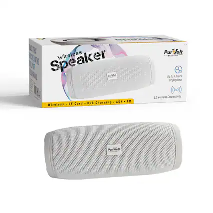 03 F 10S L Wireless Speaker WD PurVult Pur E
AUX FM Wireless TF Card USB Charging Pur ol BT PERTONIS
Up to 7 hours of playtime
5.0 wireless Connectivity
Pur Volt - by Pursonic