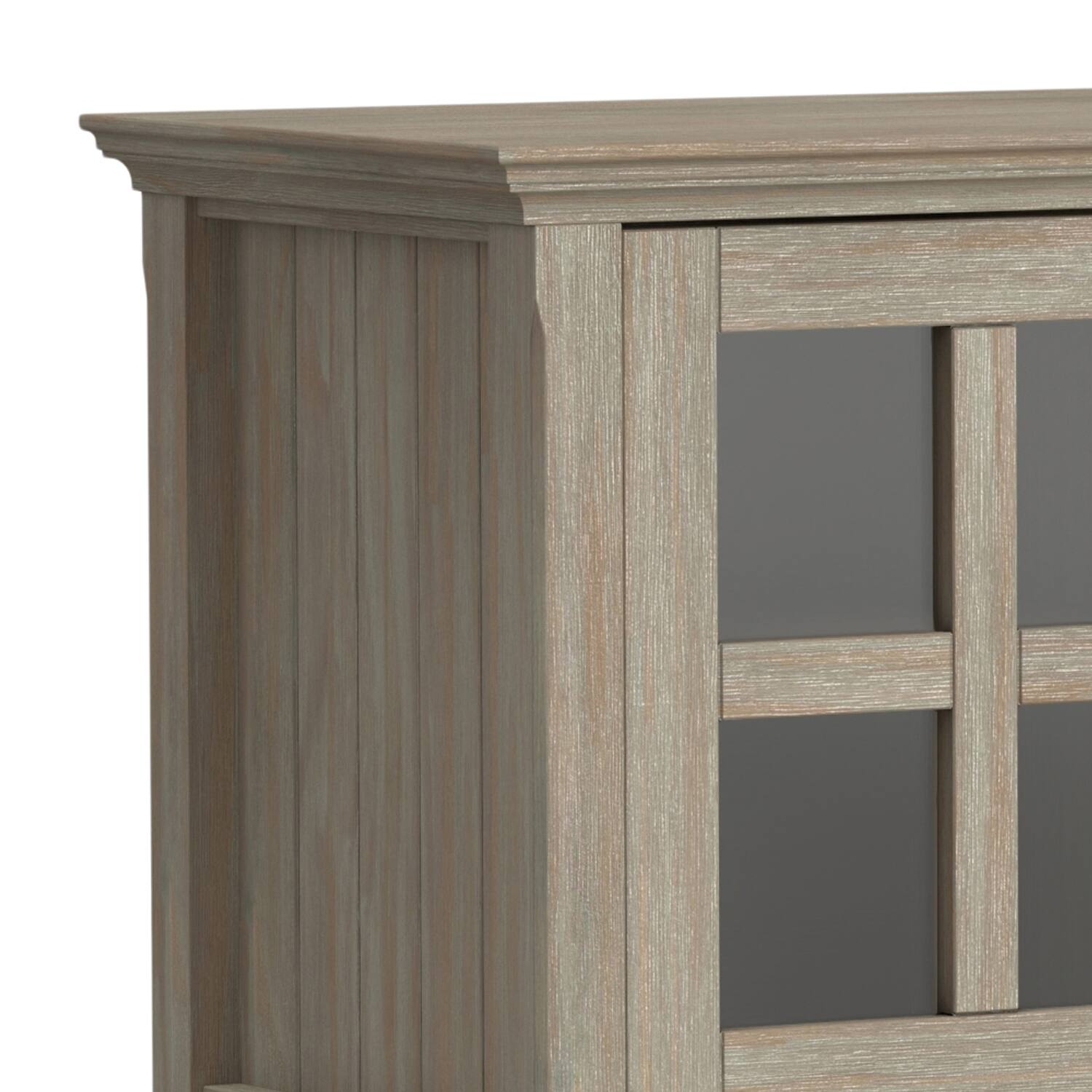 Alt View 4. Simpli Home - Acadian SOLID WOOD 60 inch Wide Transitional TV Media Stand in Distressed Grey For TVs up to 65 inches - Distressed Grey.