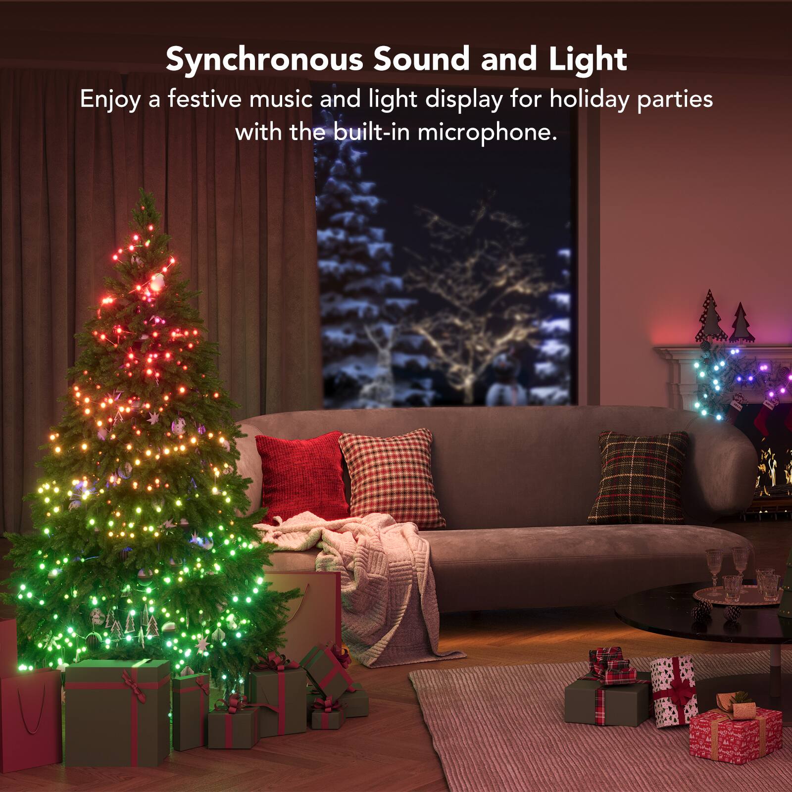 Synchronous Sound and Light
Enjoy a festive music and light display for holiday parties with the built-in microphone.