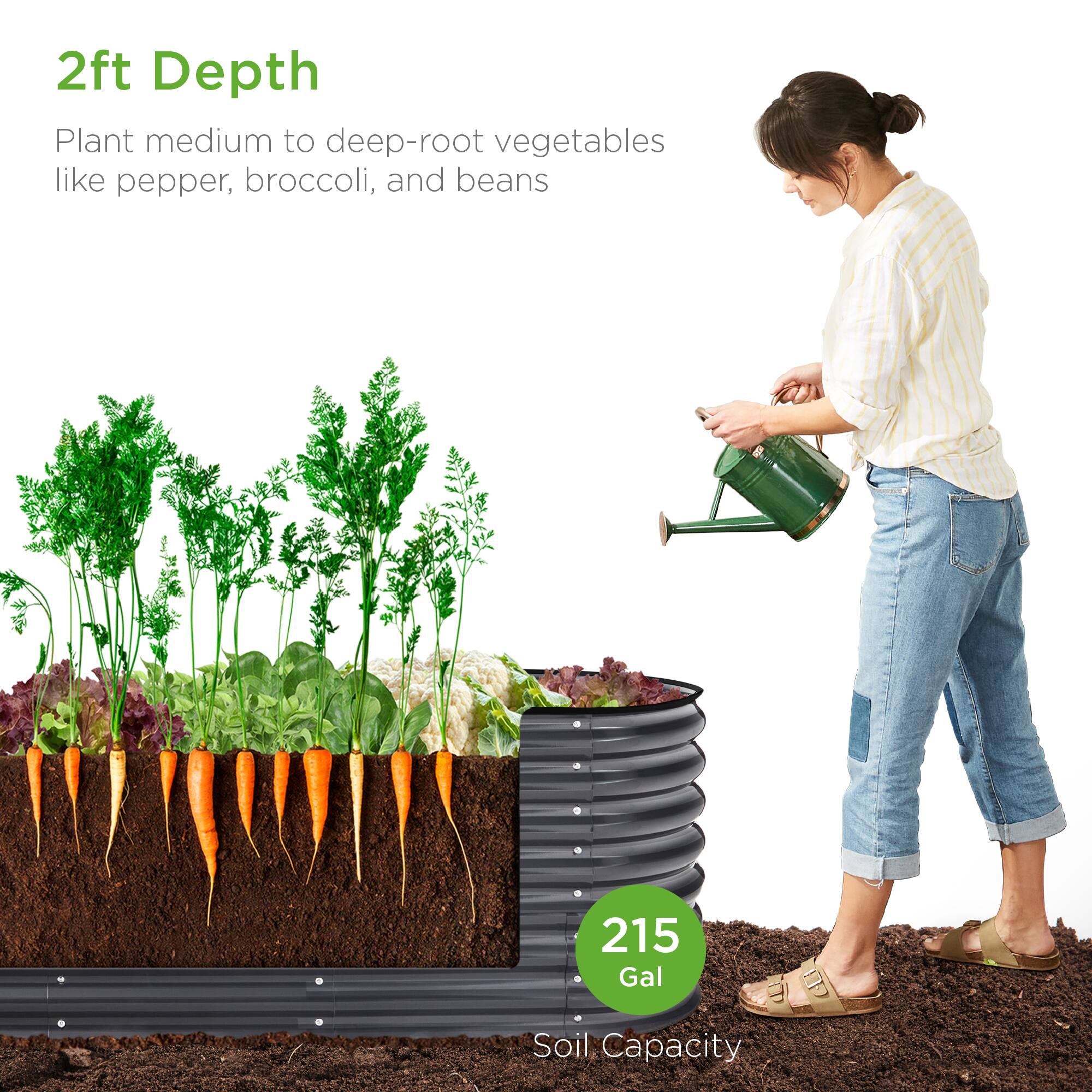 2ft Depth

Plant medium to deep-root vegetables like pepper, broccoli, and beans

215 Gal Soil Capacity