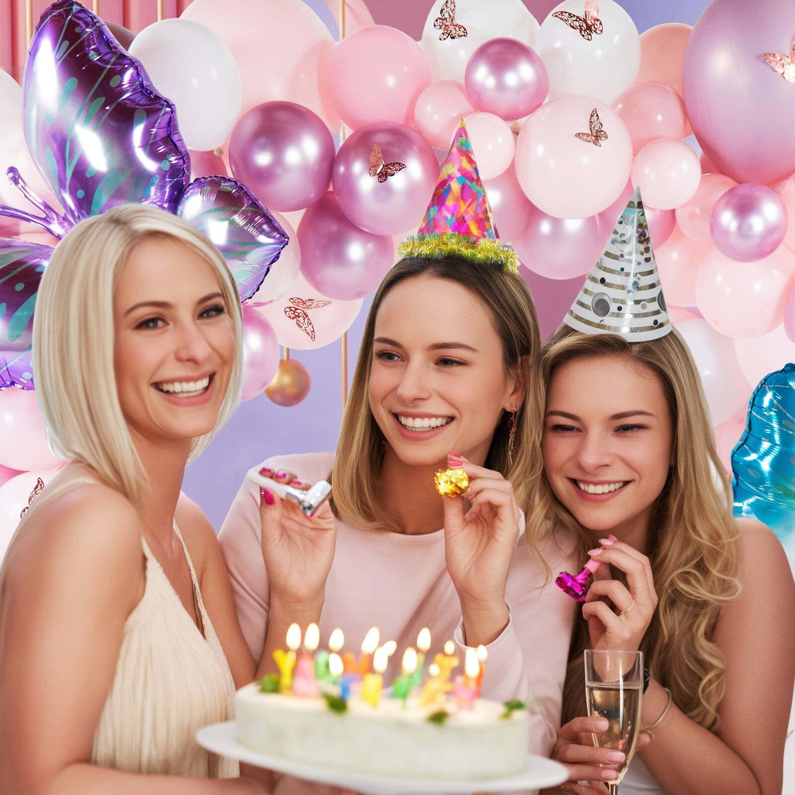 Alt View 7. AGPtek - 106 Pcs Pink and Purple Butterfly Balloon Arch Kit - Pink Purple.