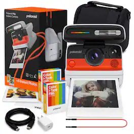 Polaroid - Flip Camera + Color Film Bundle (8 photos) + More - White