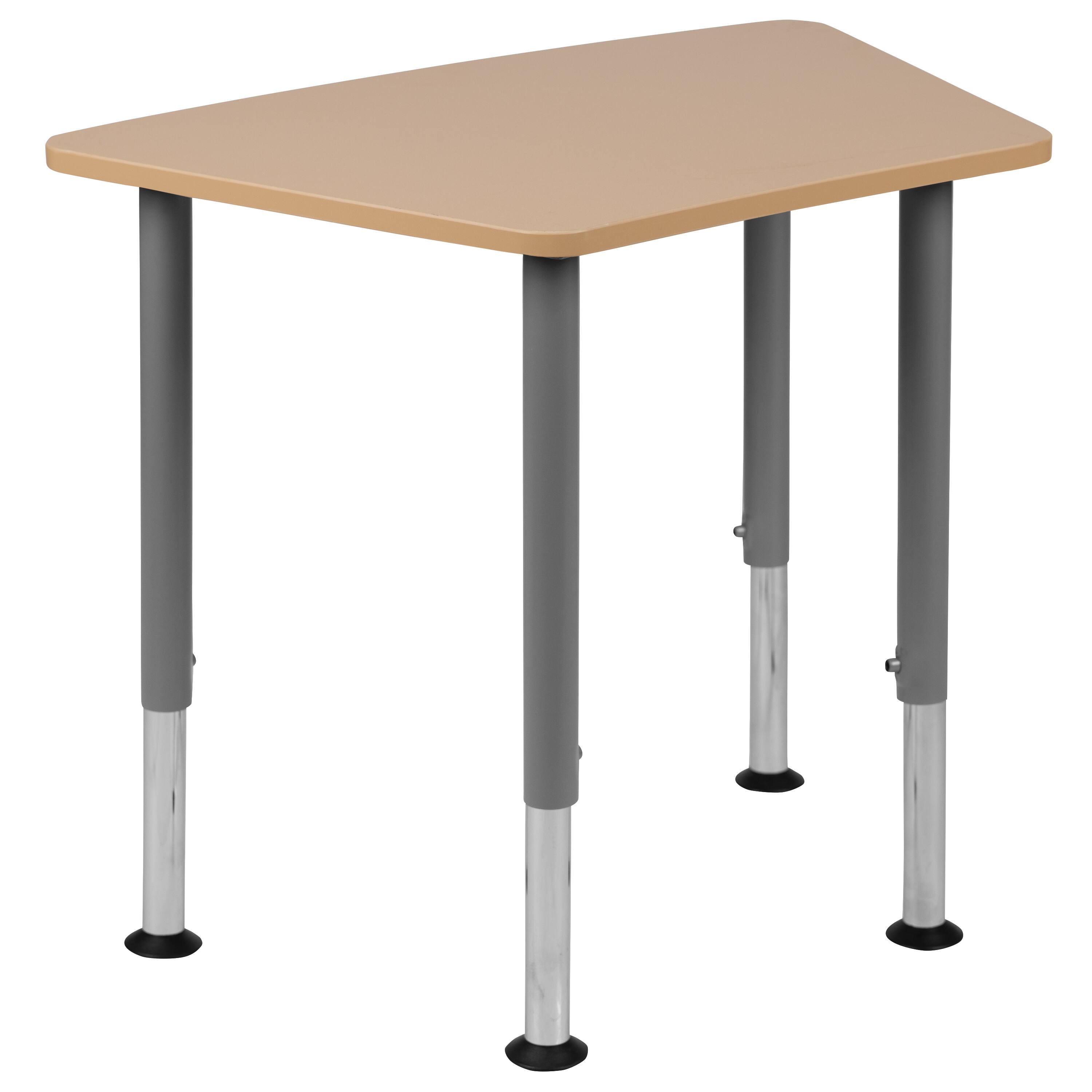 Alt View 6. Emma + Oliver - Hex Collaborative Adjustable Student Desk - Home and Classroom - Natural.