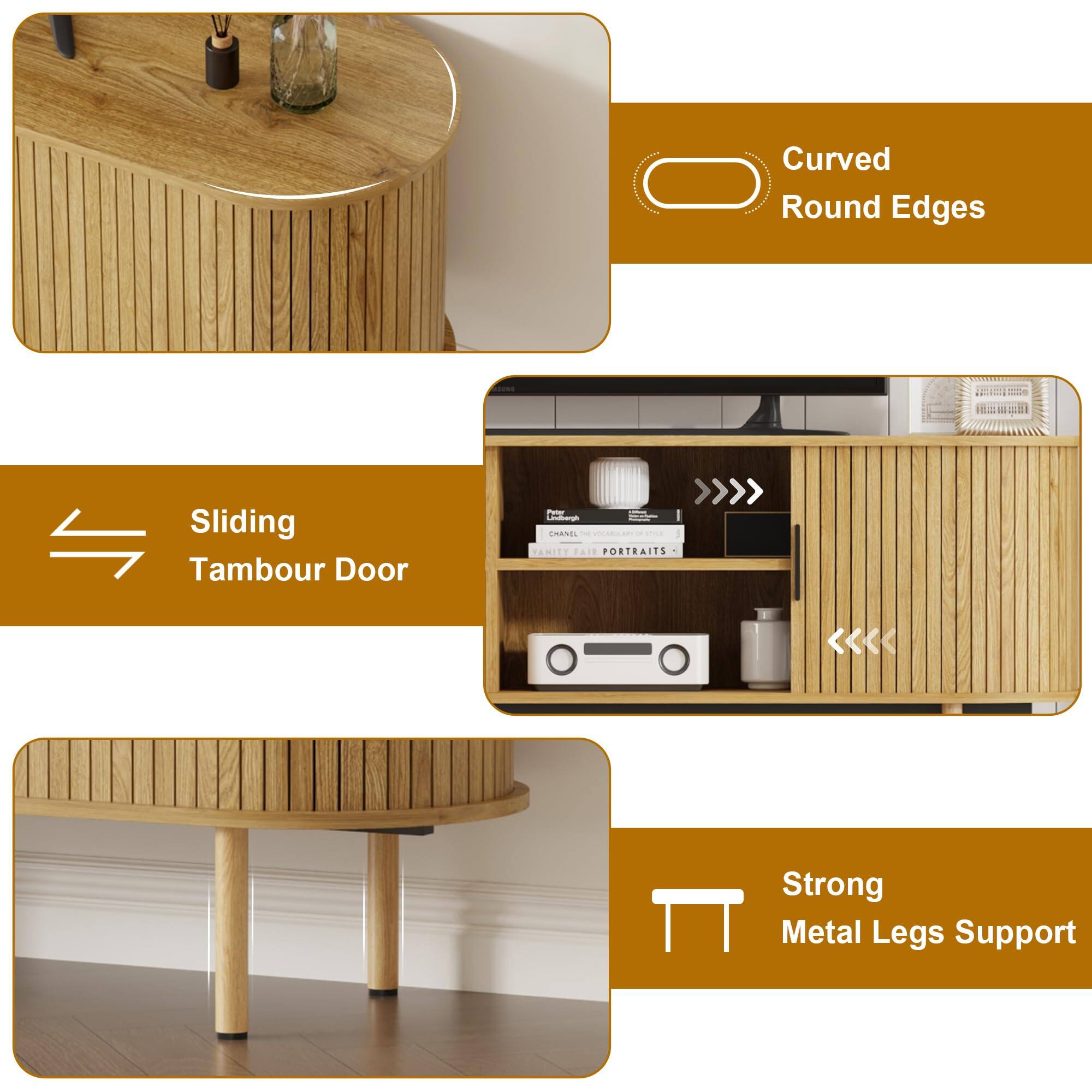 - Curved Round Edges
- Sliding Tambour Door
- Strong Metal Legs Support