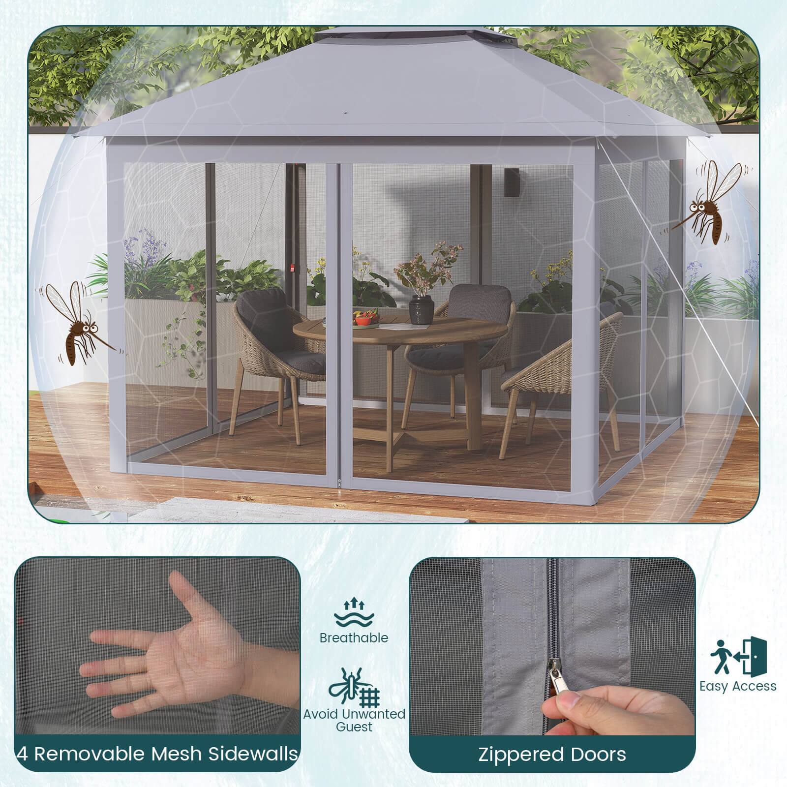 Breathable  
Avoid Unwanted Guest  
4 Removable Mesh Sidewalls  
Zippered Doors  
Easy Access