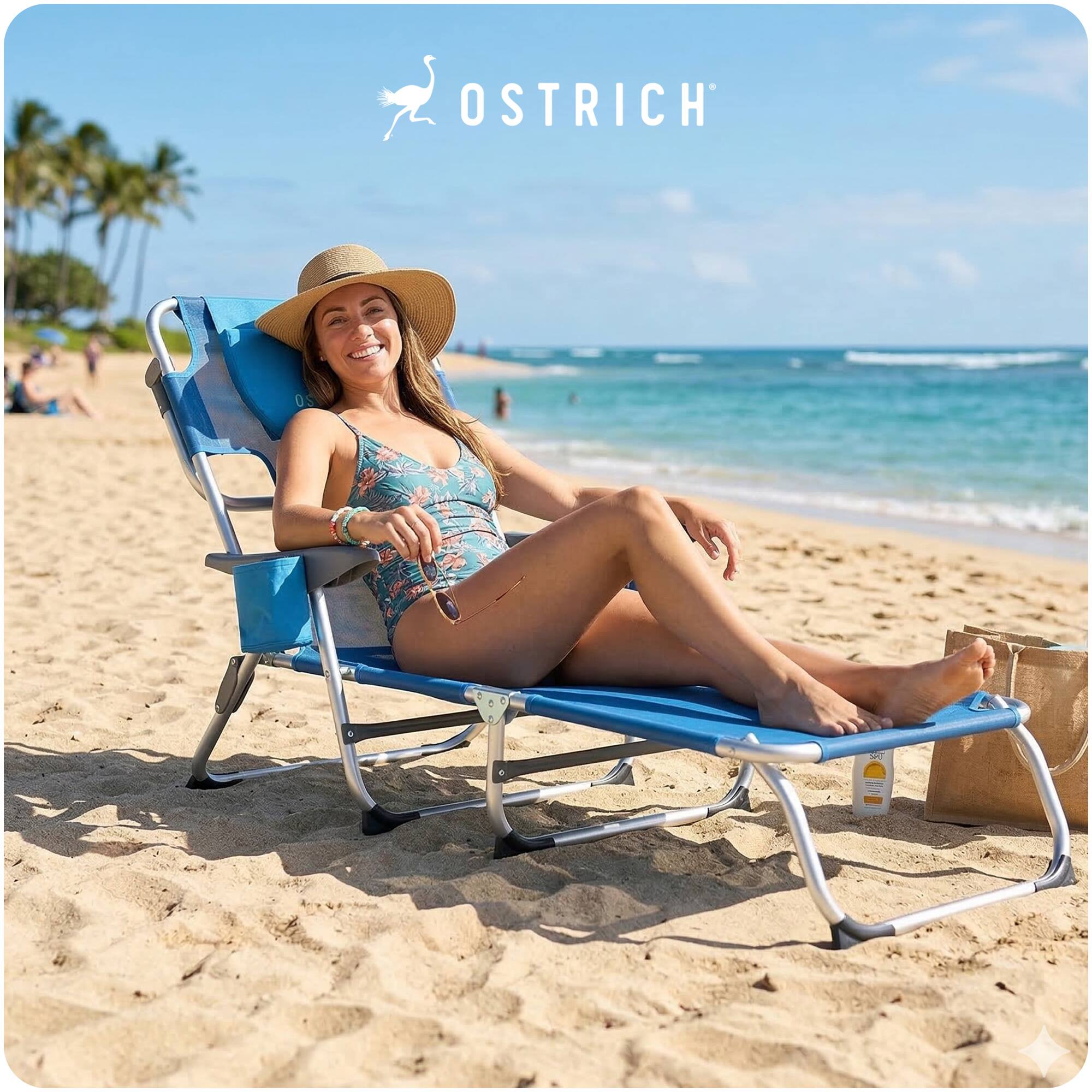 Alt View 6. Ostrich - Ostrich The Margate Chaise Lounge, Facedown Beach Pool Tanning Chair, Blue - Blue.