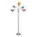 Front. Simple Designs - 5 Light Adjustable Gooseneck Floor Lamp - Silver/Fun Multicolored Shades.