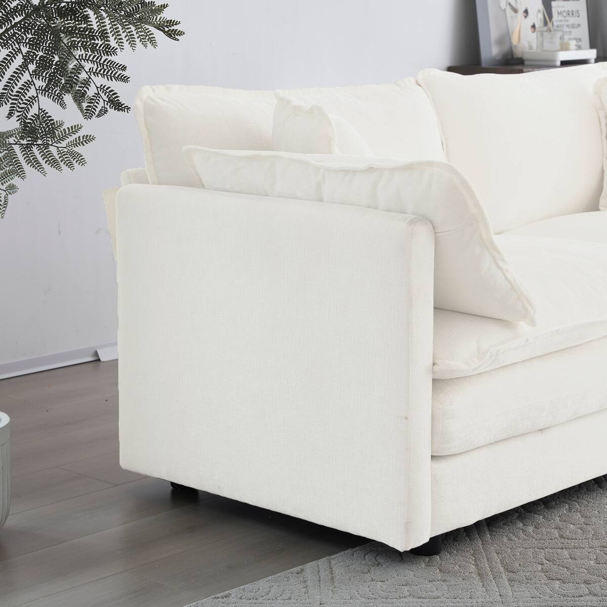 Alt View 1. Ropilly - Ropilly U Shaped Modular Sectional Sofa, Deep Seat Reversible Sectional Couch with Chenille Upholstery, White - White.