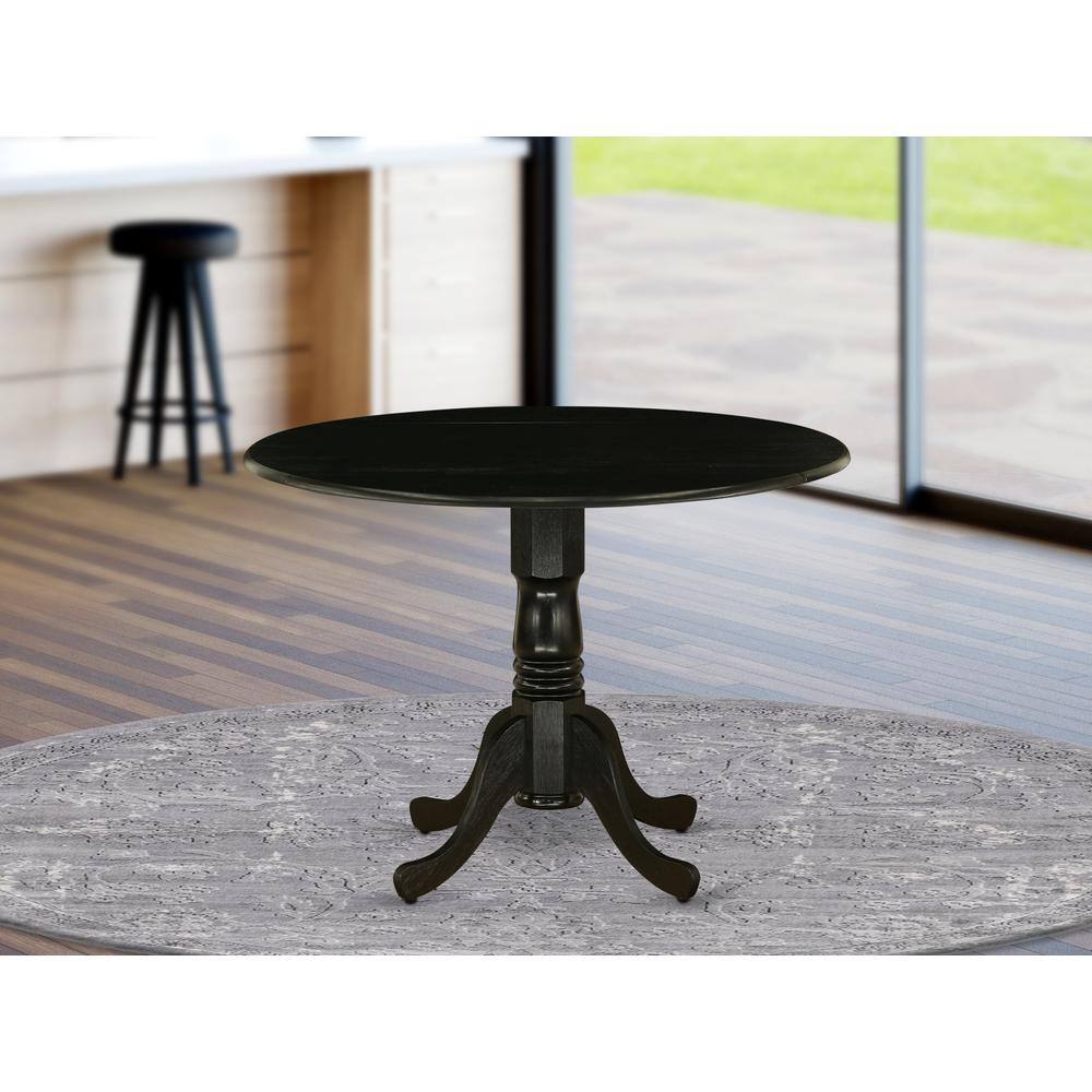 Angle. East West Furniture - East West Furniture DLT-ABK-TP Dublin Dining Table, a Round Wooden Table with Dropleaf & Pedestal Base - Brown.
